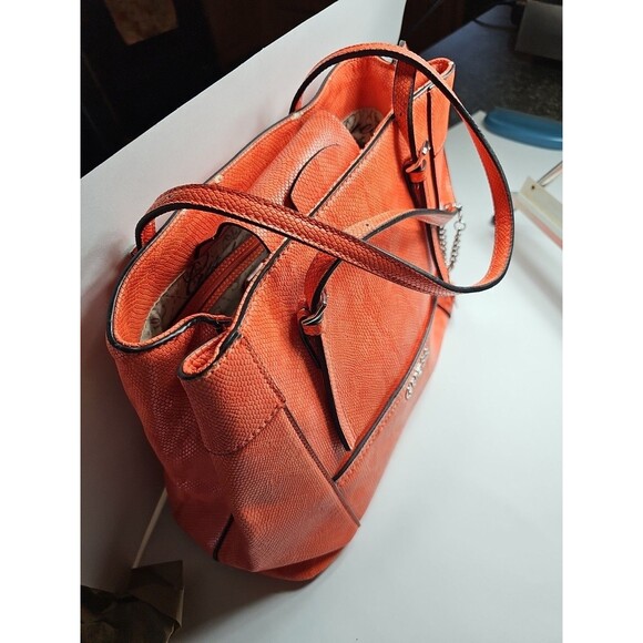 GUESS Y2k Purse, Handbag Adj Strap Tote Coral/Pink Faux Leather - Picture 5 of 16